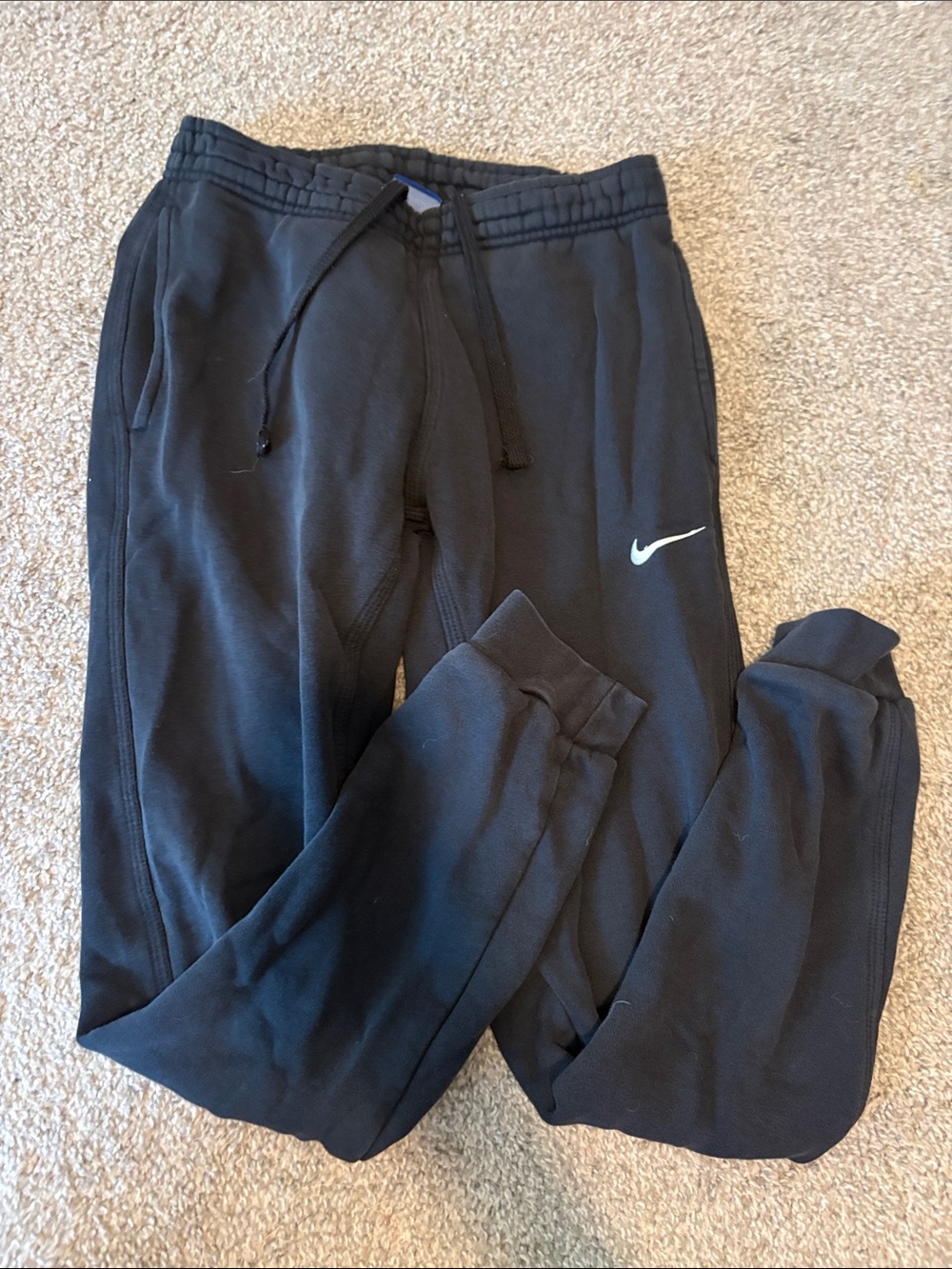Nike Black Kids Jogger Sweatpants with White Swoosh